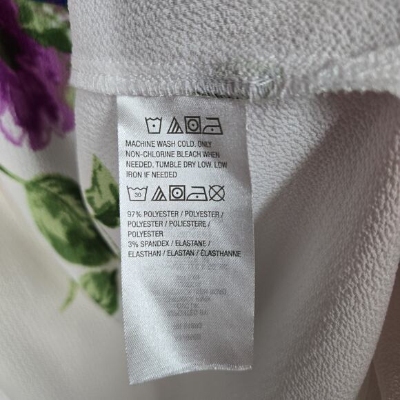 Susan Graver Cardigan Jacket Top sz L White Multicolor Floral Open Front Boho - Picture 8 of 12